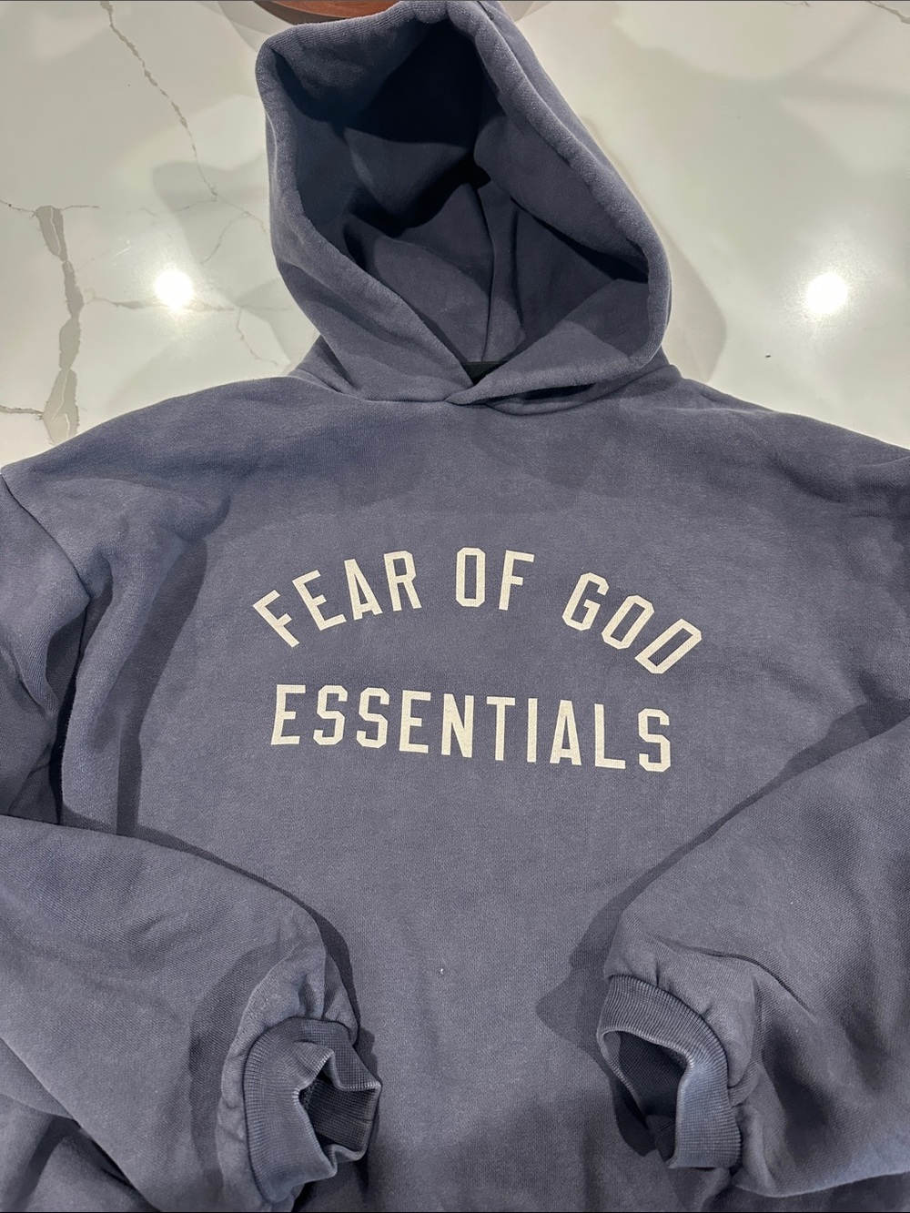 Boys, fear of God, essentials hoodie, navy blue. Great condition.